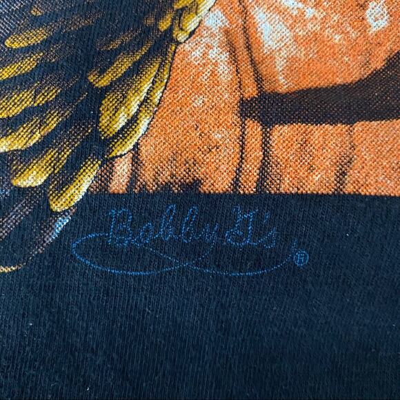 Vintage Bobby G Flying Eagle T-shirt 1990 No Size Tag Approx Men's XL Black - Picture 5 of 8